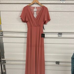 Elegant Pink Lace-Back Dress